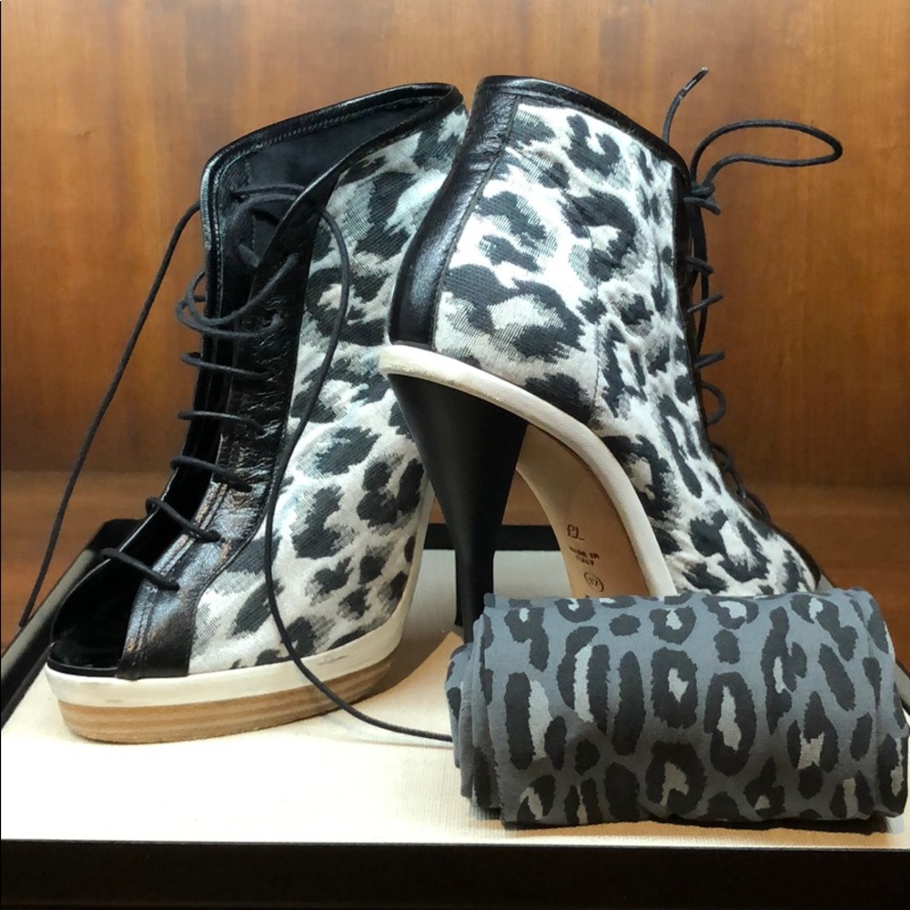 Philip Lim Canvas lace up  shoe with tights